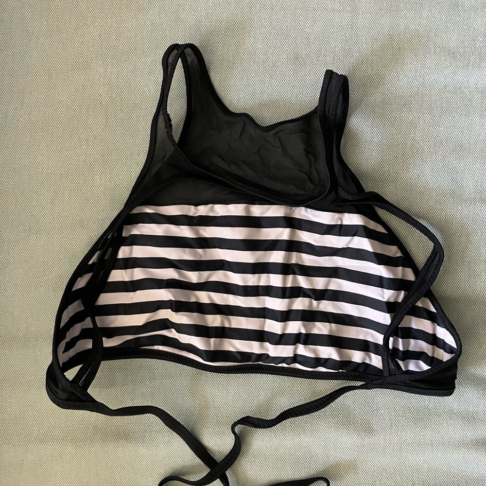 Lululemon Black and White Reversible Striped Women's Bikini Top